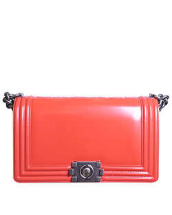 New Medium Boy Bag, Glazed Calfskin, Red, DB, 21476437, 3*